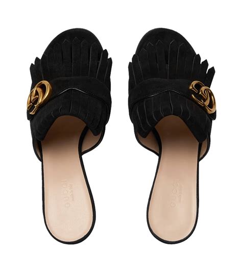 gucci black marmont suede mules|Gucci Mules for Women .